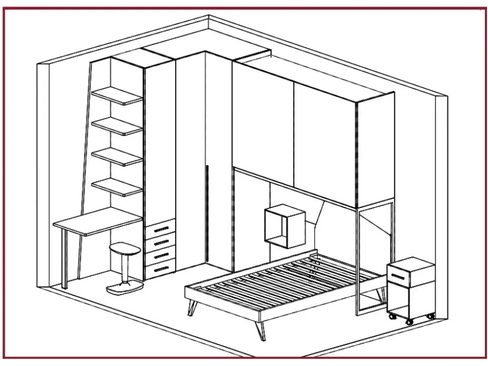 Cameretta Young yc313 Moretti compact camerette con letto a ponte scontata