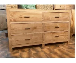 Cassettiera Cassettiera 6 cassetti teak Outlet etnico in Legno in offerta