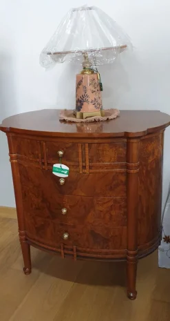 Cassettiera Classica modello Ovale in radica con ribalta a marchio Artigianale a prezzo scontato