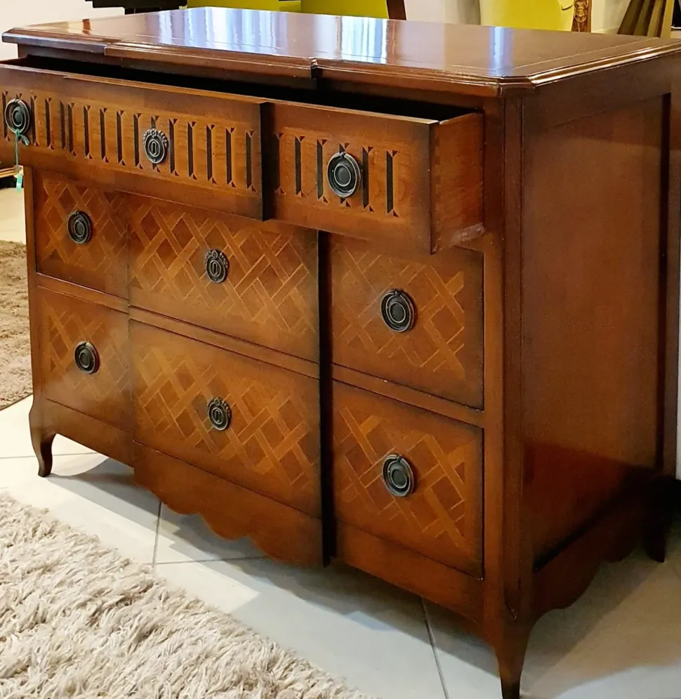 Cassettiera in Legno Cassettone con intarsi Artigianale a prezzo scontato