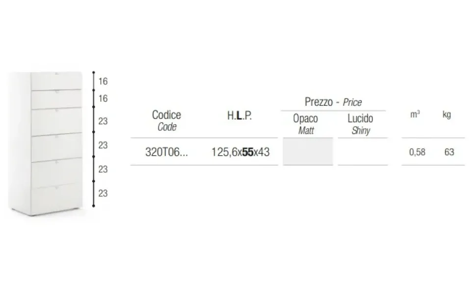 Cassettiera Settimino twils testris laccato opaco Twils in Laccato opaco in offerta