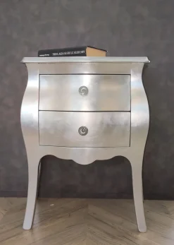 Comodino Bombato foglia argento di Artigianale a PREZZI OUTLET