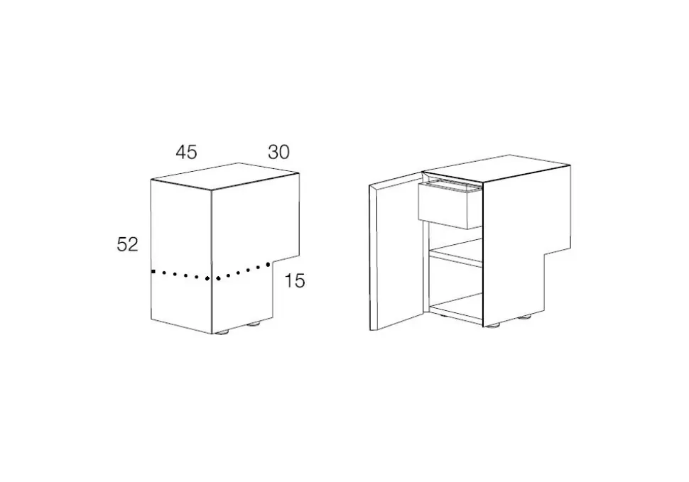 Comodino modello Formosa appoggiata a marchio Minotti italia a prezzi convenienti