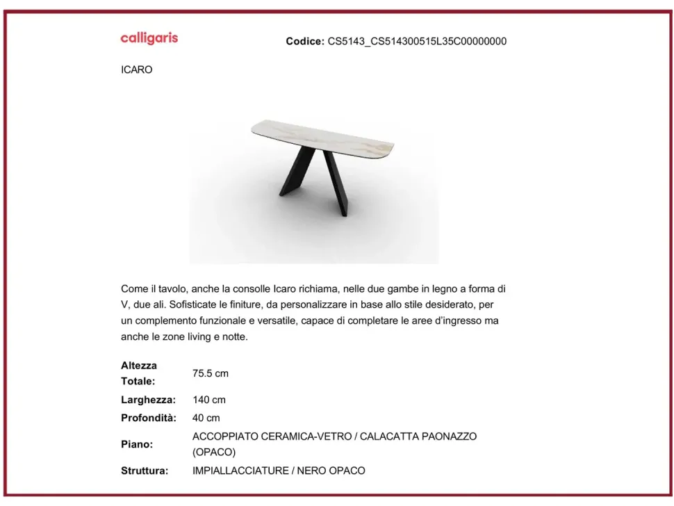 Consolle Icaro cs-5143 Calligaris in stile moderna in Offerta Outlet