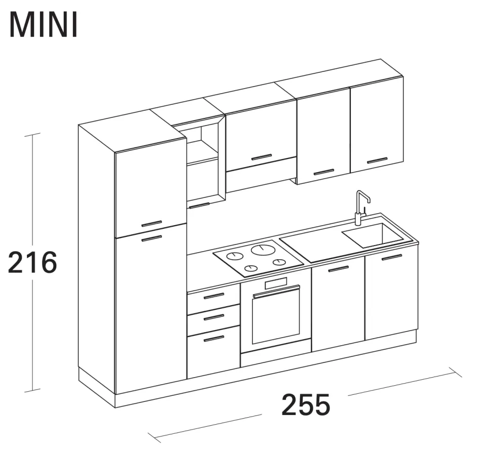 Crea una cucina moderna lineare con Arrex Composizione 255.