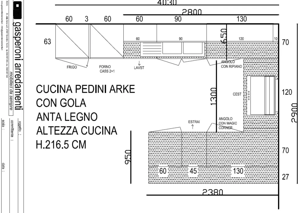 Cucina a PREZZI OUTLET in legno Pedini -40%
