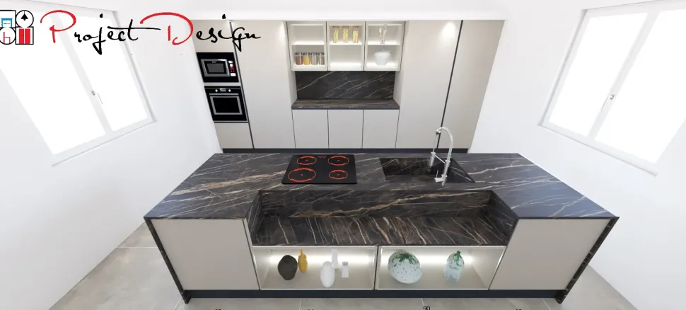 Cucina a prezzo ribassato con isola design Kali Arredo3