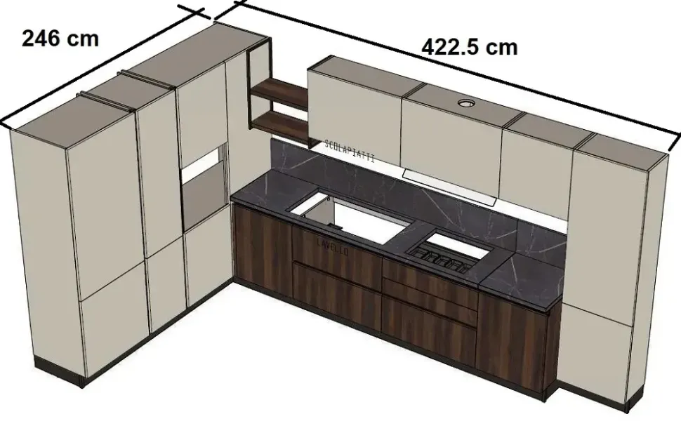 Cucina a prezzo scontato ad angolo moderna Domino 1 Prima cucine