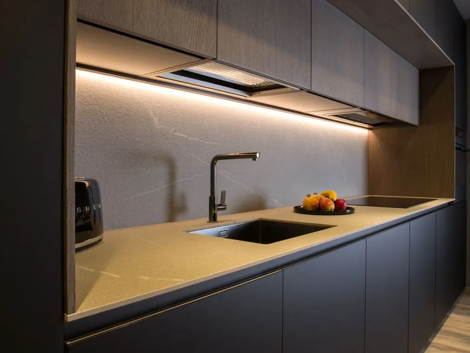 Cucina a prezzo scontato lineare moderna Plan 03 outlet Diotti.com