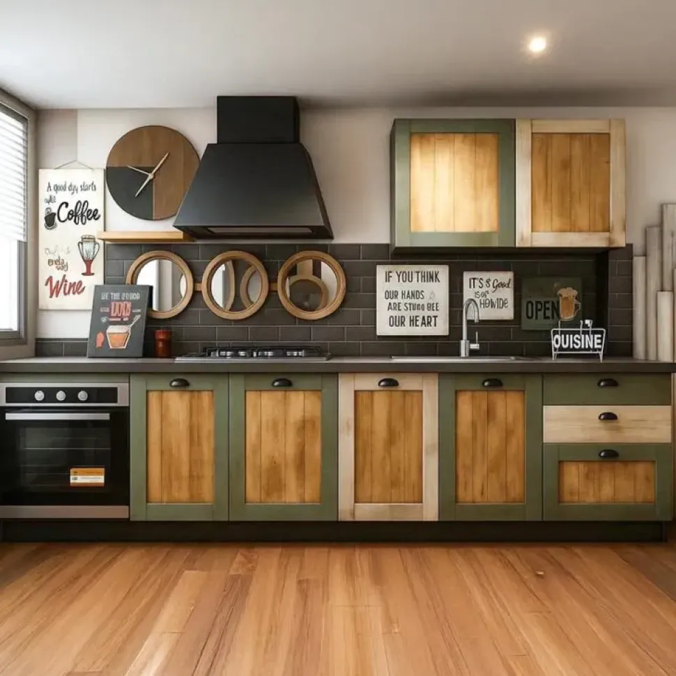 Cucina a prezzo scontato lineare provenzale Cucina nordic vintage style in legno Nuovi mondi collection