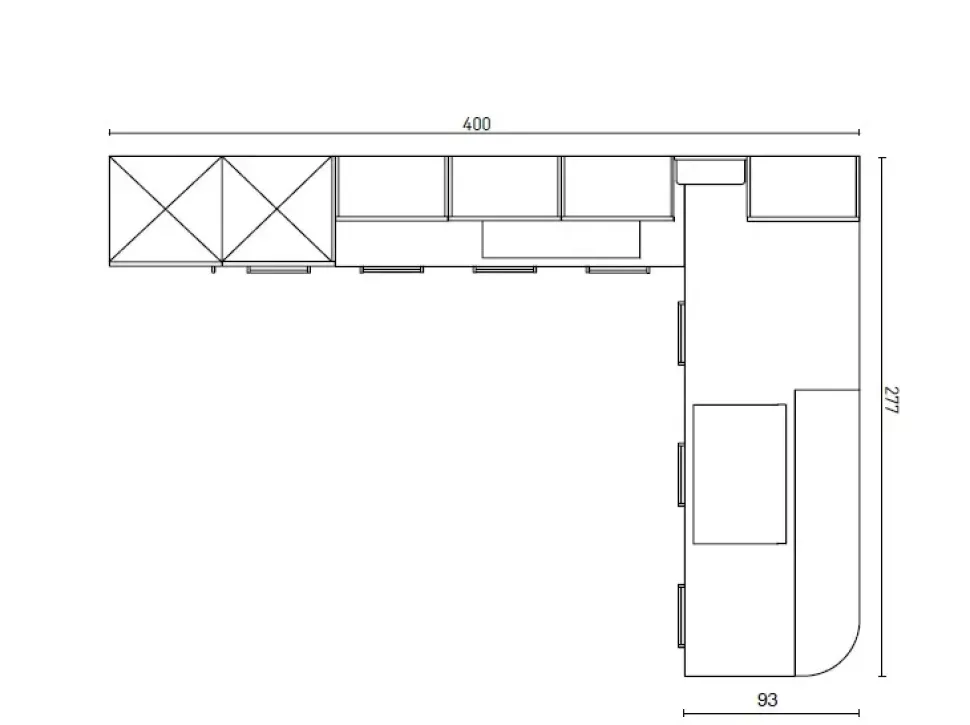 Cucina a prezzo scontato con penisola moderna Domino composizione 10 Prima cucine