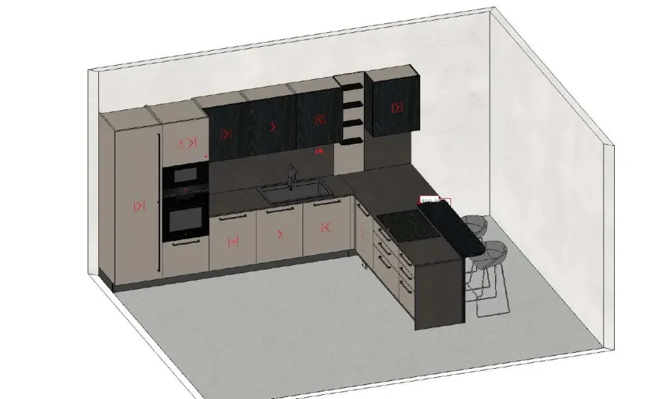 Cucina a prezzo scontato con penisola moderna Domino composizione 10 Prima cucine