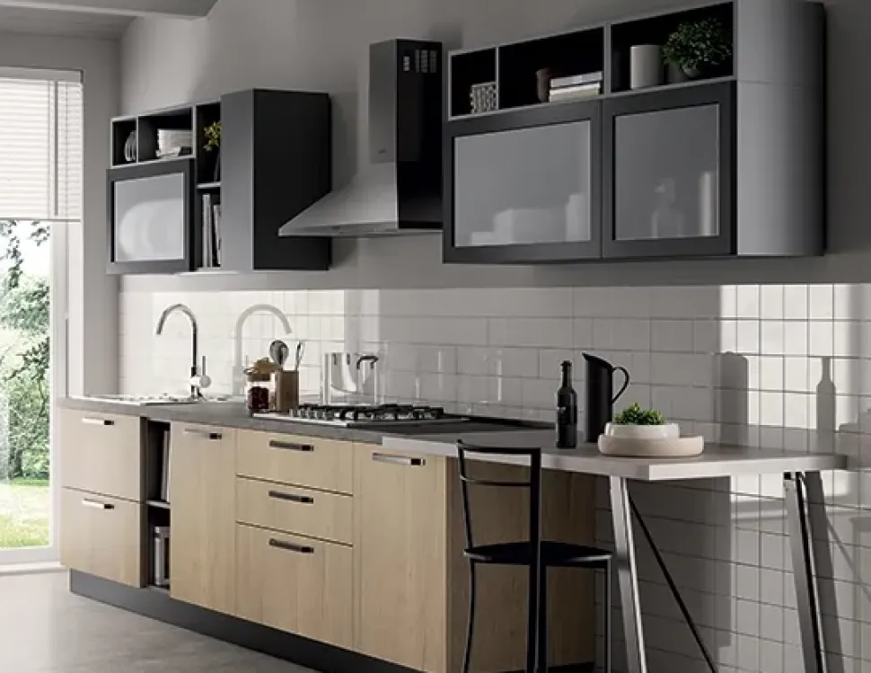 Cucina ad angolo americano Domino industriale Primacucine a prezzo ribassato