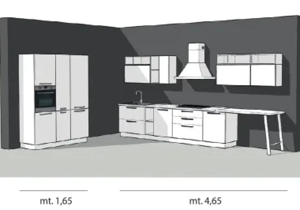 Cucina ad angolo americano Domino industriale Primacucine a prezzo ribassato