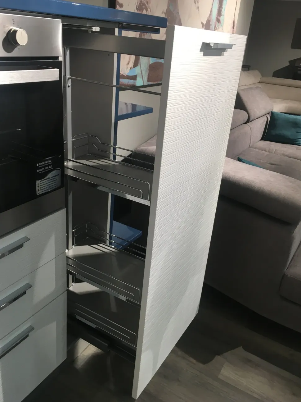 Cucina ad angolo in laccato lucido bianca Plan materic a prezzo ribassato