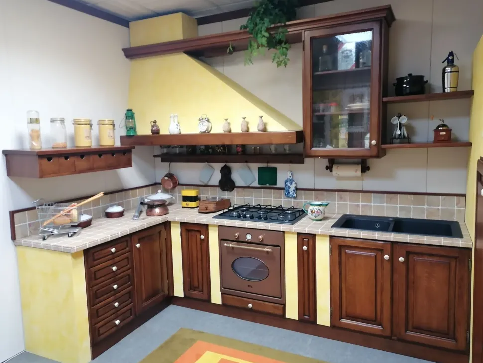 Cucina ad angolo in legno rovere moro Prezzemolo a prezzo ribassato