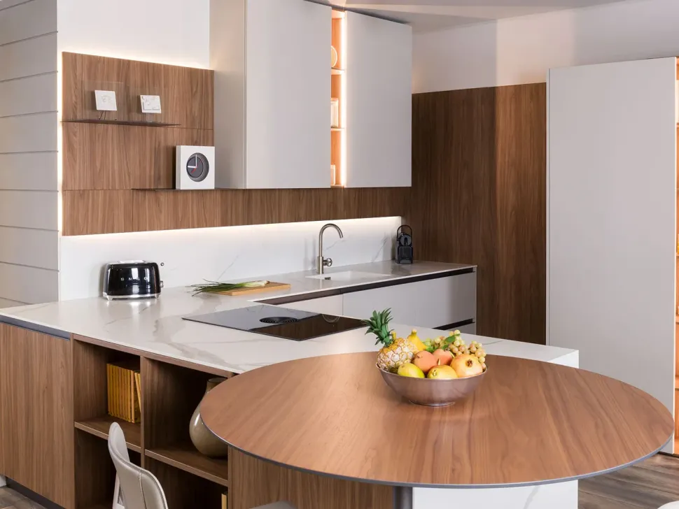 Cucina ad angolo moderna tortora Diotti.com Plan 01 outlet a soli 24790 Euro