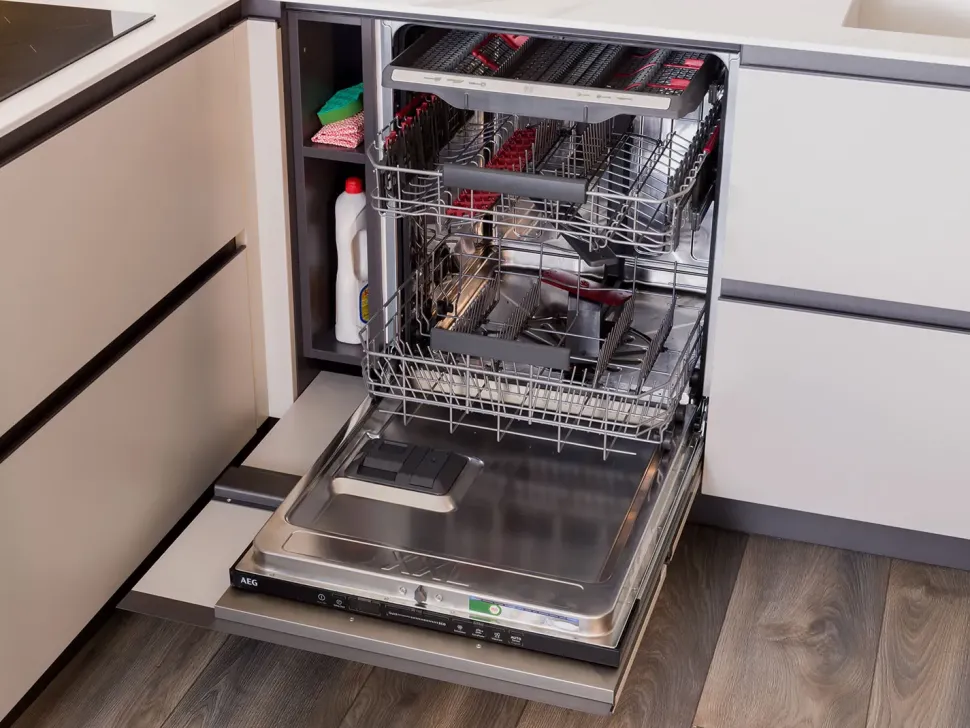 Cucina ad angolo moderna tortora Diotti.com Plan 01 outlet a soli 24790 Euro