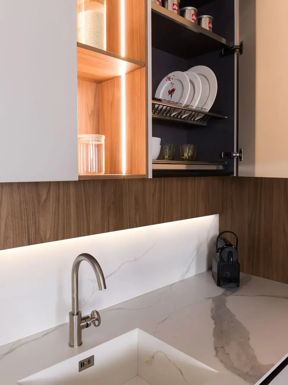 Cucina ad angolo moderna tortora Diotti.com Plan 01 outlet a soli 24790 Euro