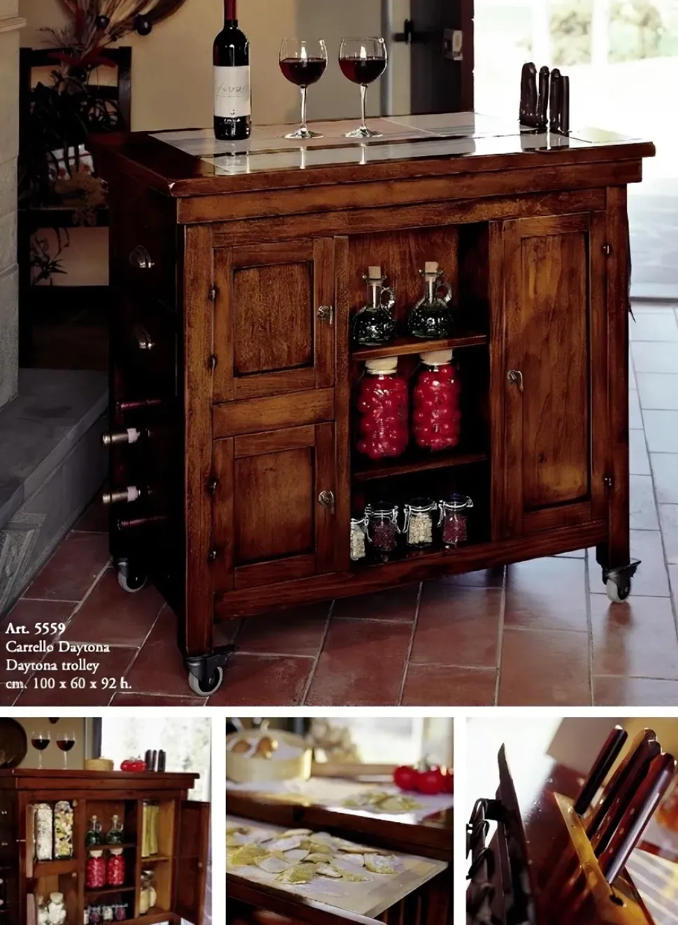 Cucina ad isola in legno noce Carrello daytona a prezzo scontato