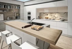 Cucina ad isola in polimerico lucido bianca Pura a prezzo ribassato