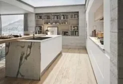 Cucina ad isola in polimerico lucido bianca Pura a prezzo ribassato