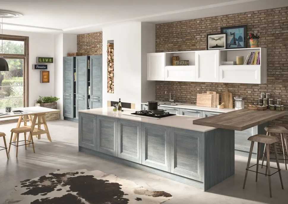 Cucina Alba classica azzurra Essebi ad isola scontata 38%