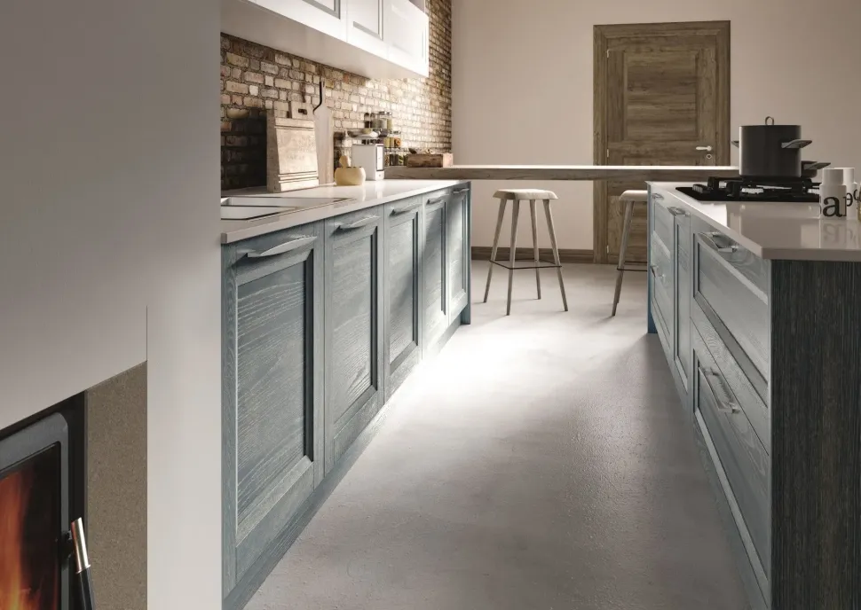 Cucina Alba classica azzurra Essebi ad isola scontata 38%