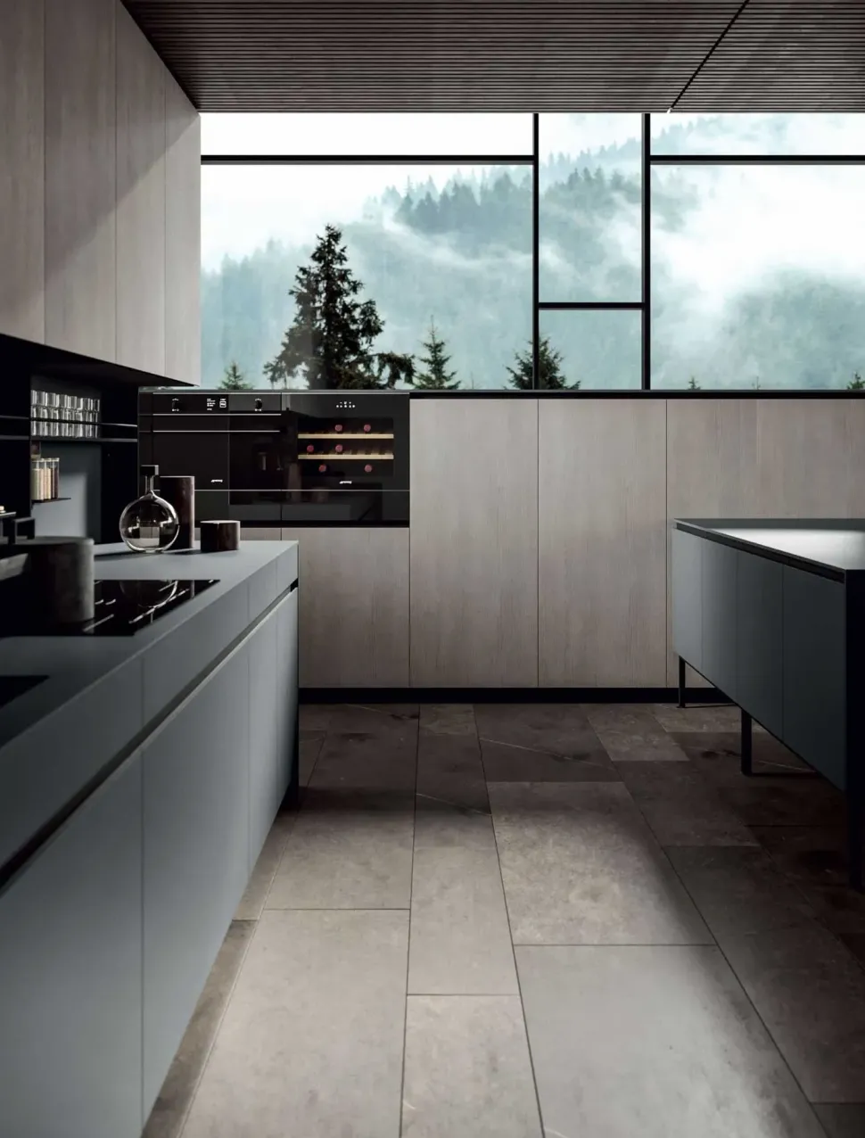 Cucina altri colori design con penisola Emporio dj Dibiesse