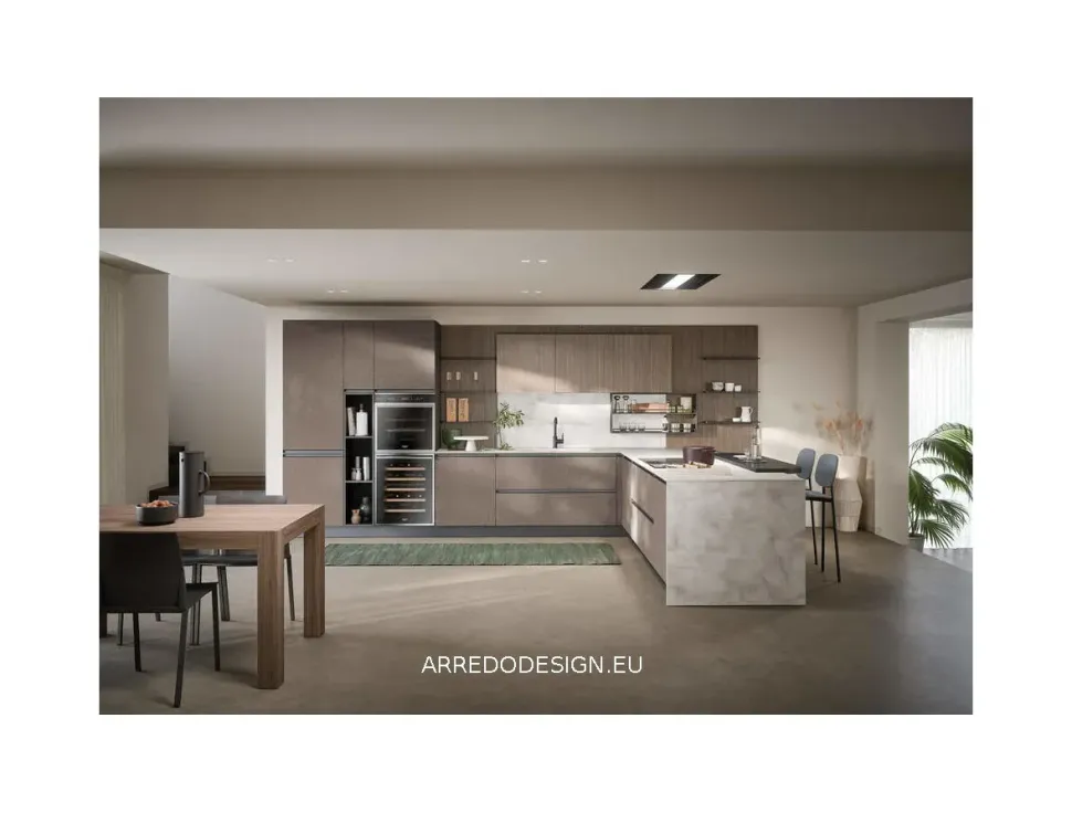 Cucina altri colori moderna con penisola Hera Prima cucine scontata