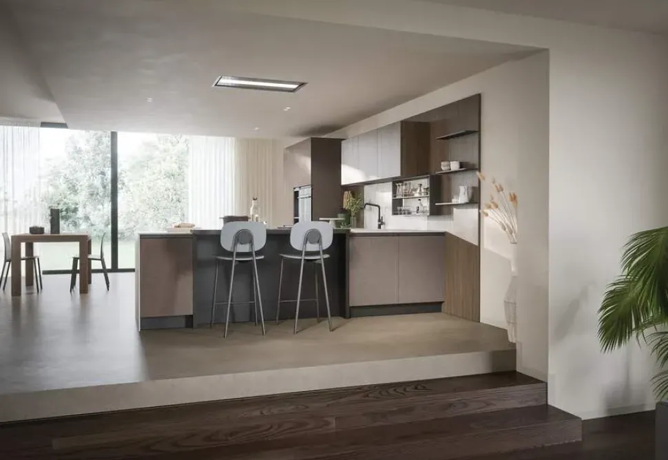 Cucina altri colori moderna con penisola Hera Prima cucine scontata
