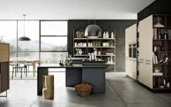 Cucina altri colori moderna ad isola Caprera bianca e nera Imab group in Offerta Outlet
