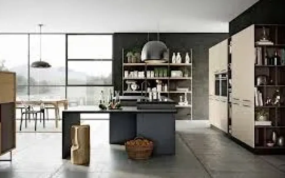 Cucina altri colori moderna ad isola Caprera bianca e nera Imab group in Offerta Outlet