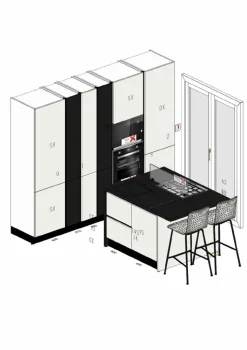 Cucina altri colori moderna ad isola Caprera bianca e nera Imab group in Offerta Outlet