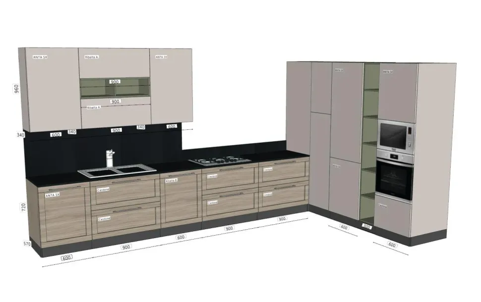 Cucina altri colori moderna ad angolo Arrex Twin  a soli 5960 Euro