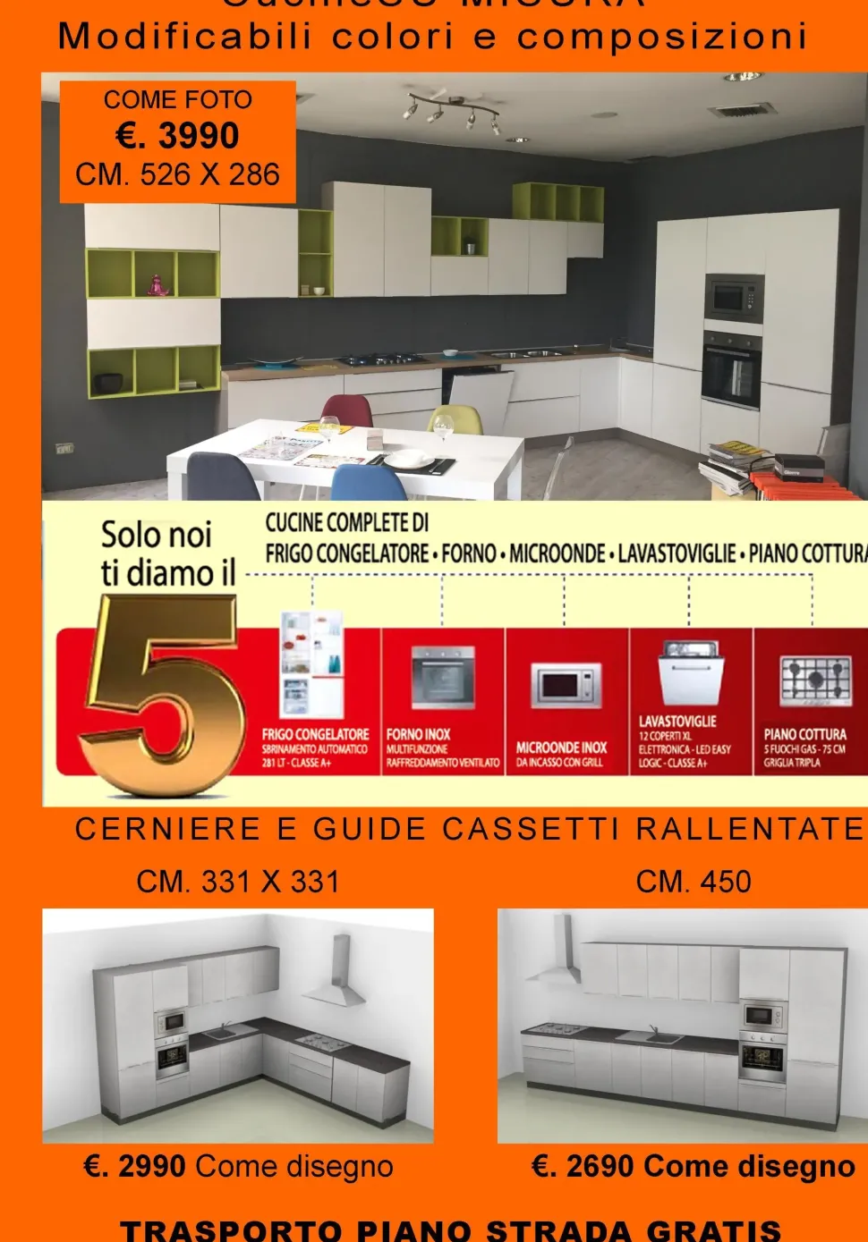 Cucina altri colori moderna lineare Ice Febal