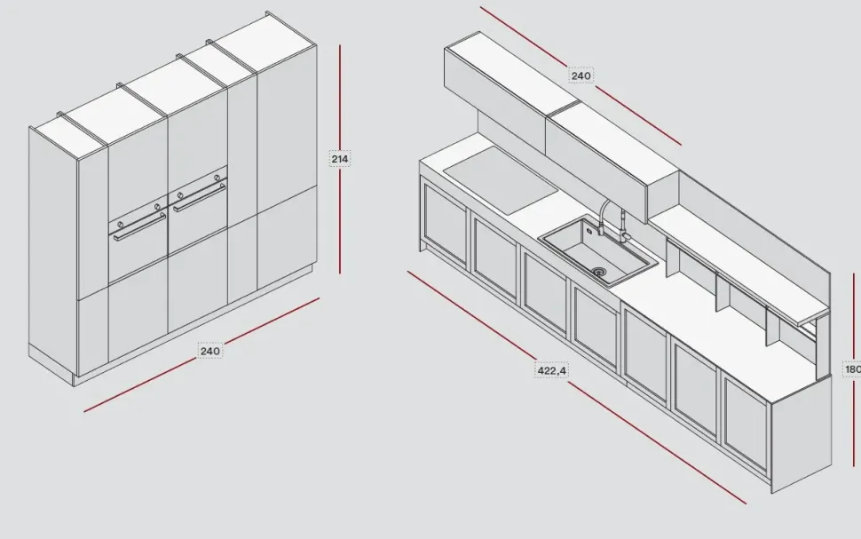 Cucina antracite design Penta / lungomare compo 11 Colombini casa scontata
