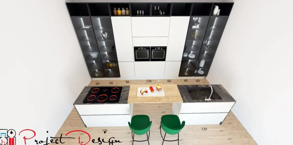 Cucina antracite industriale con isola Kali Arredo3