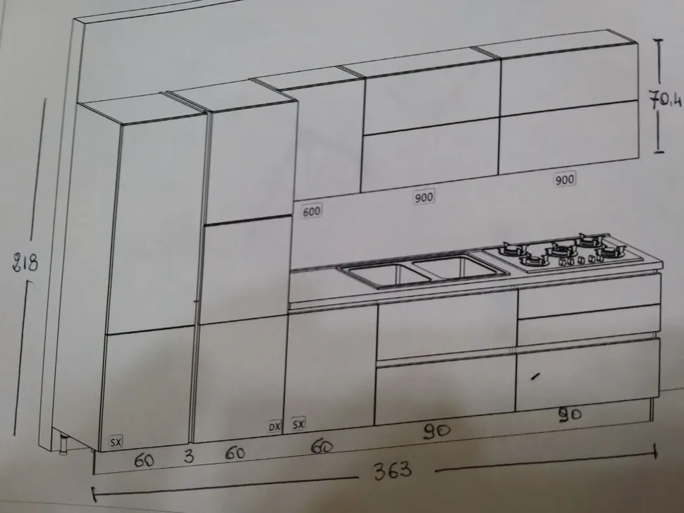 CUCINA Aran lineare Ginevra SCONTATA 50%