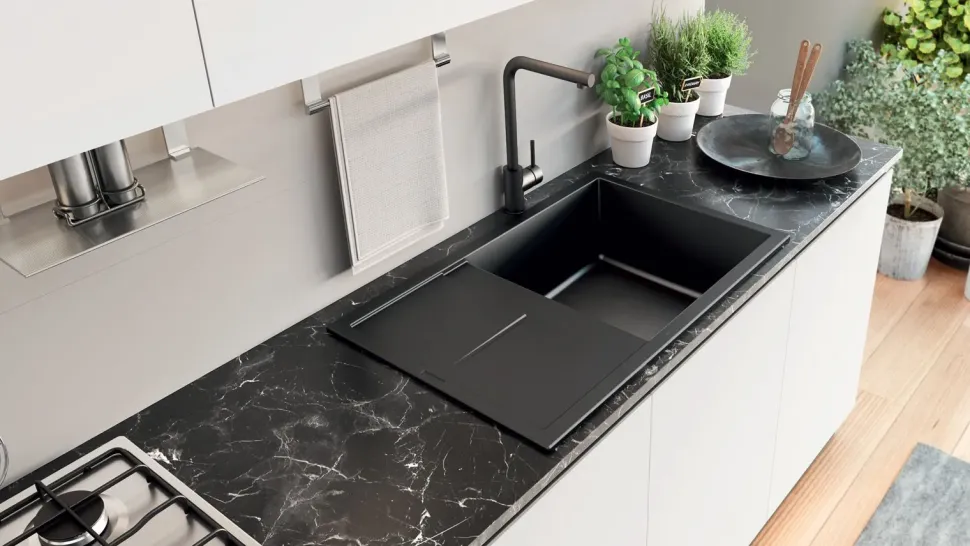 Cucina Ar-due moderna lineare grigia in laminato opaco Easy promo