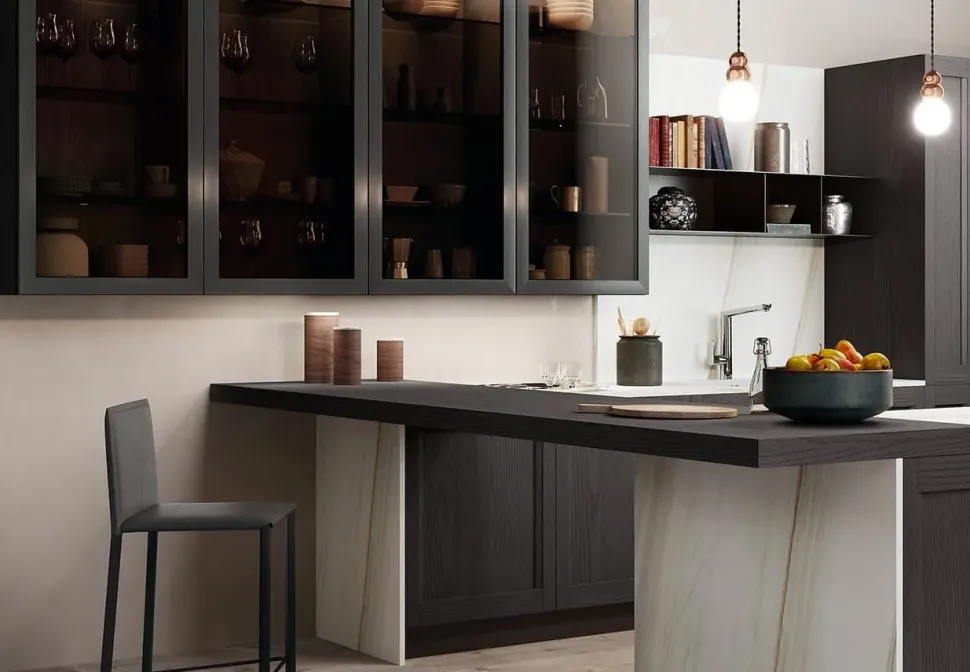 Cucina Arredo3 classica con isola grigia in legno Frida 2