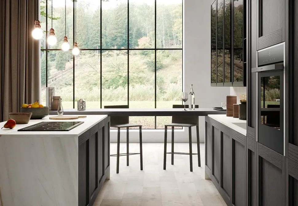 Cucina Arredo3 classica con isola grigia in legno Frida 2