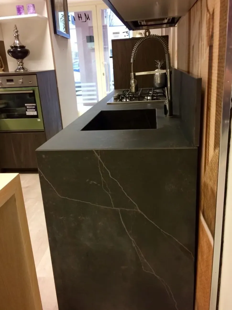 Cucina Arredo3 country lineare grigio in laccato opaco Factory