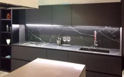 Cucina Artigianale design lineare antracite in laccata Atelier - paolo biordi designer