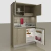 Cucina Artigianale moderna lineare altri colori in laminato materico Cucina monoblocco a scomparsa 130 aperta