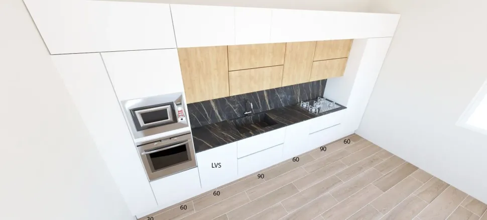 Cucina Astra design lineare bianca in laccato opaco Sp22