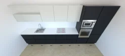 Cucina Astra moderna lineare antracite in laminato opaco Sp22