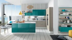 Cucina azzurra moderna lineare Alicante Febal in Offerta Outlet