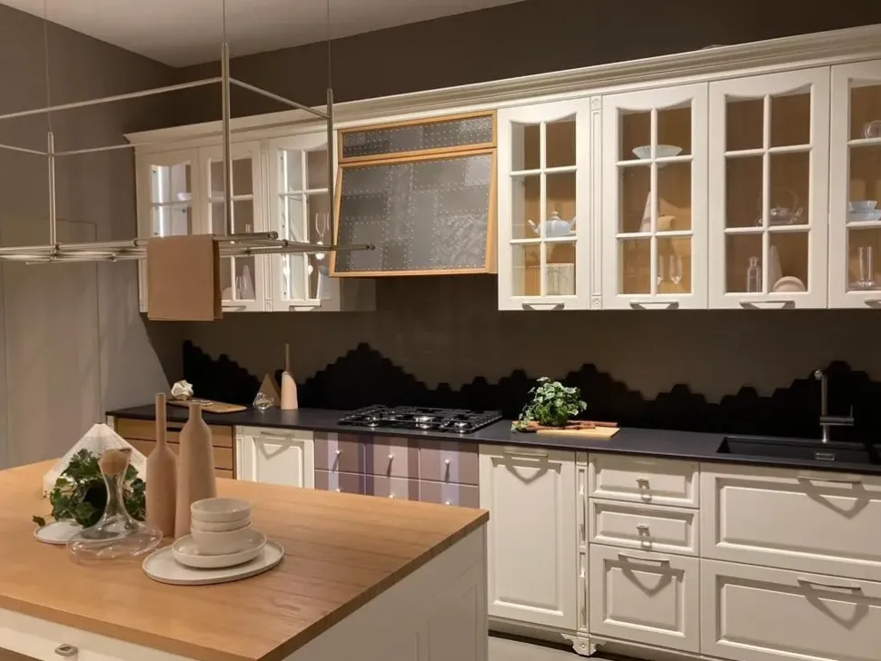 Cucina bianca country ad isola Portrait Aster in Offerta Outlet.