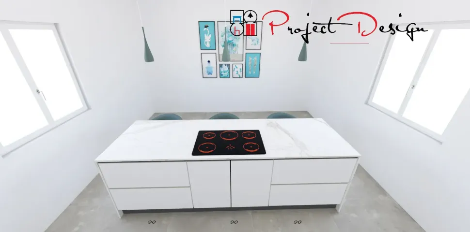 Cucina bianca design con isola Kali Arredo3 a soli 7300 Euro